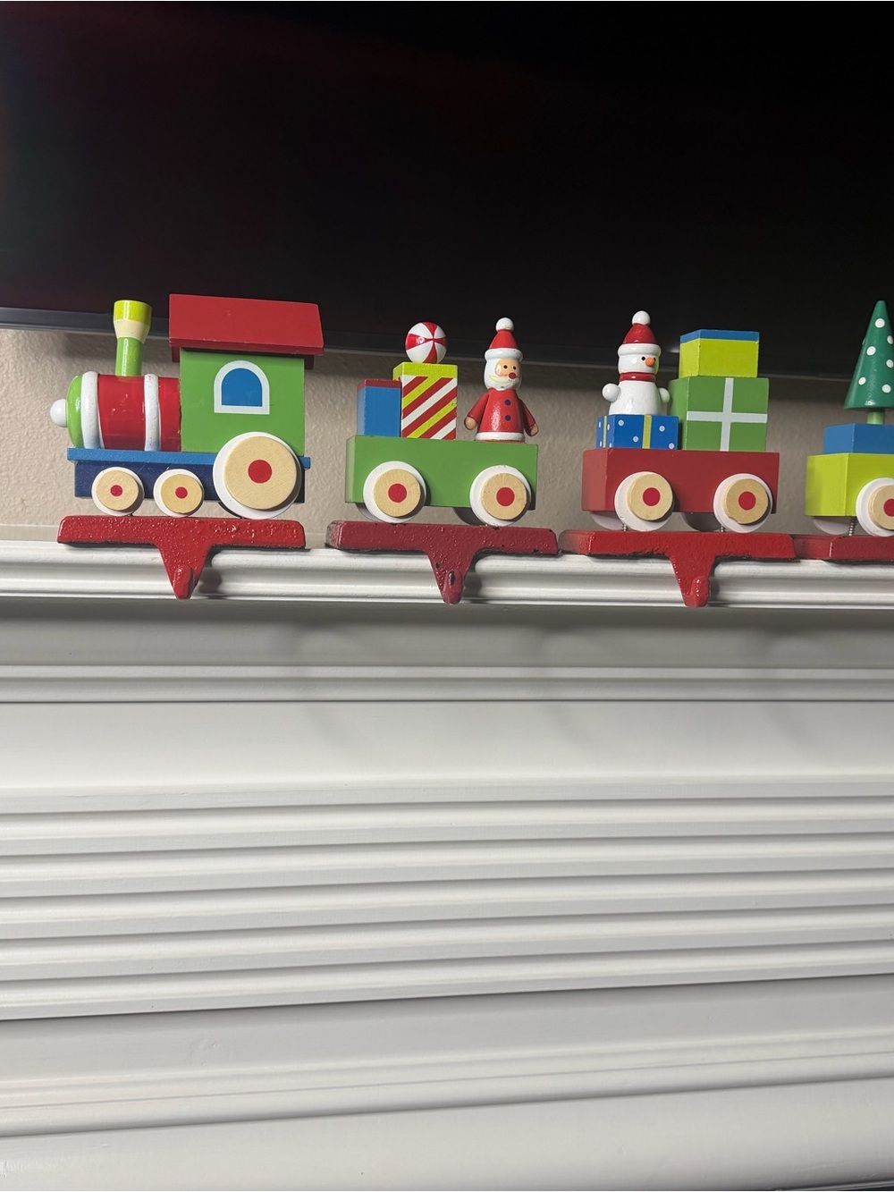 Wooden Christmas Train Stocking Holders - Complete 4-Piece Set by Hobby Lobby